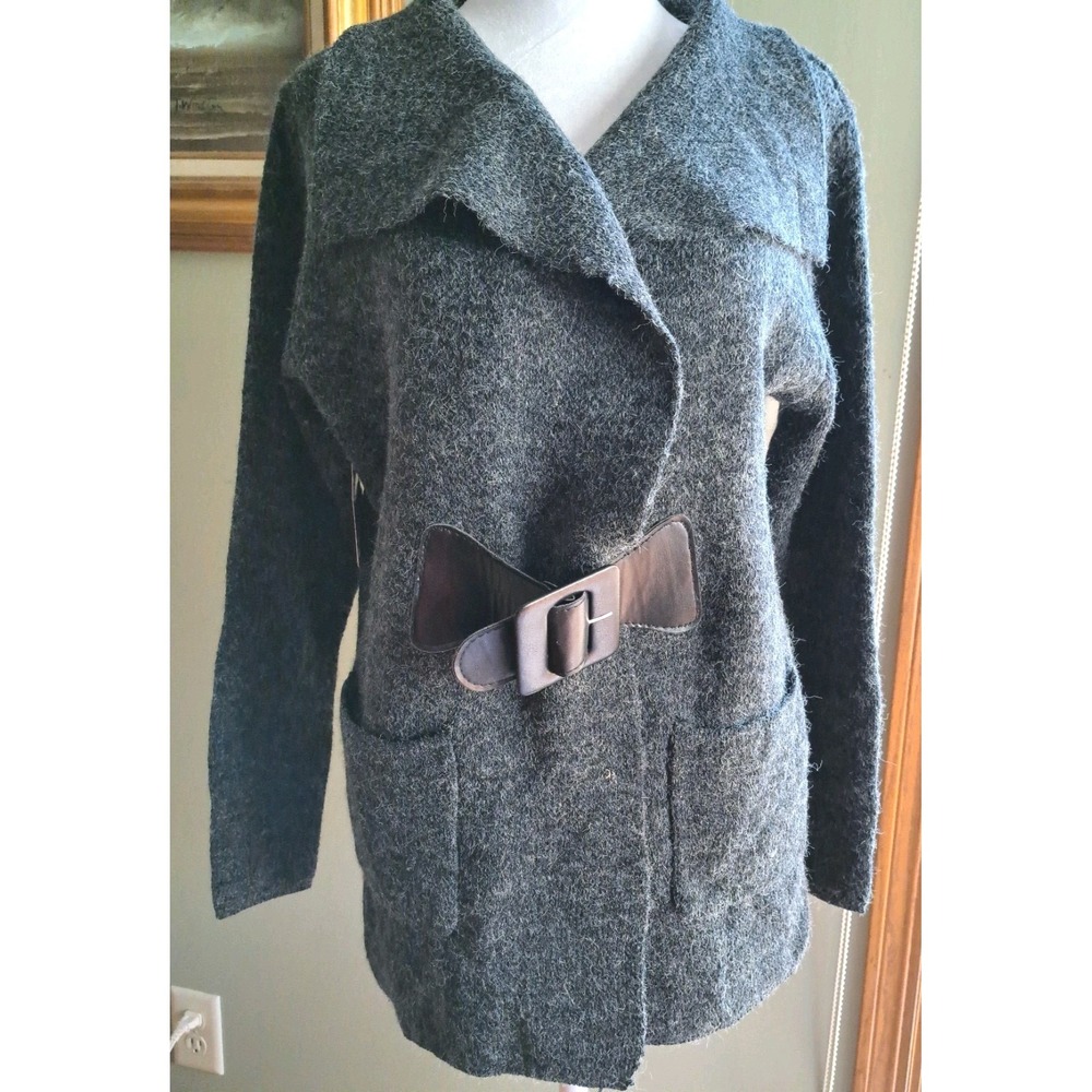 Ya Los Angeles Women's Grey Long Sleeve Cotton Blend Knit Cardigan Sweater L-XL